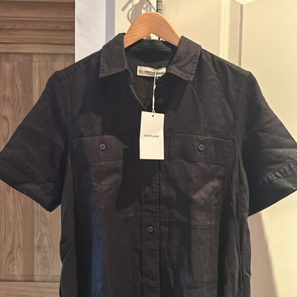 NWT EVERLANE The Daytripper Dress in Linen XS BLACK - Picture 3 of 16